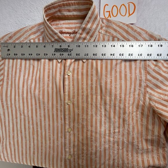 Tommy Bahama Mens Striped Long-Sleeve Button-Down Shirt Medium Peach Silk Blend - Picture 5 of 7